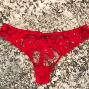 Victoria’s Secret red lace& embroidered panties.NEW w/ tags. Sz Lg. Excellent!